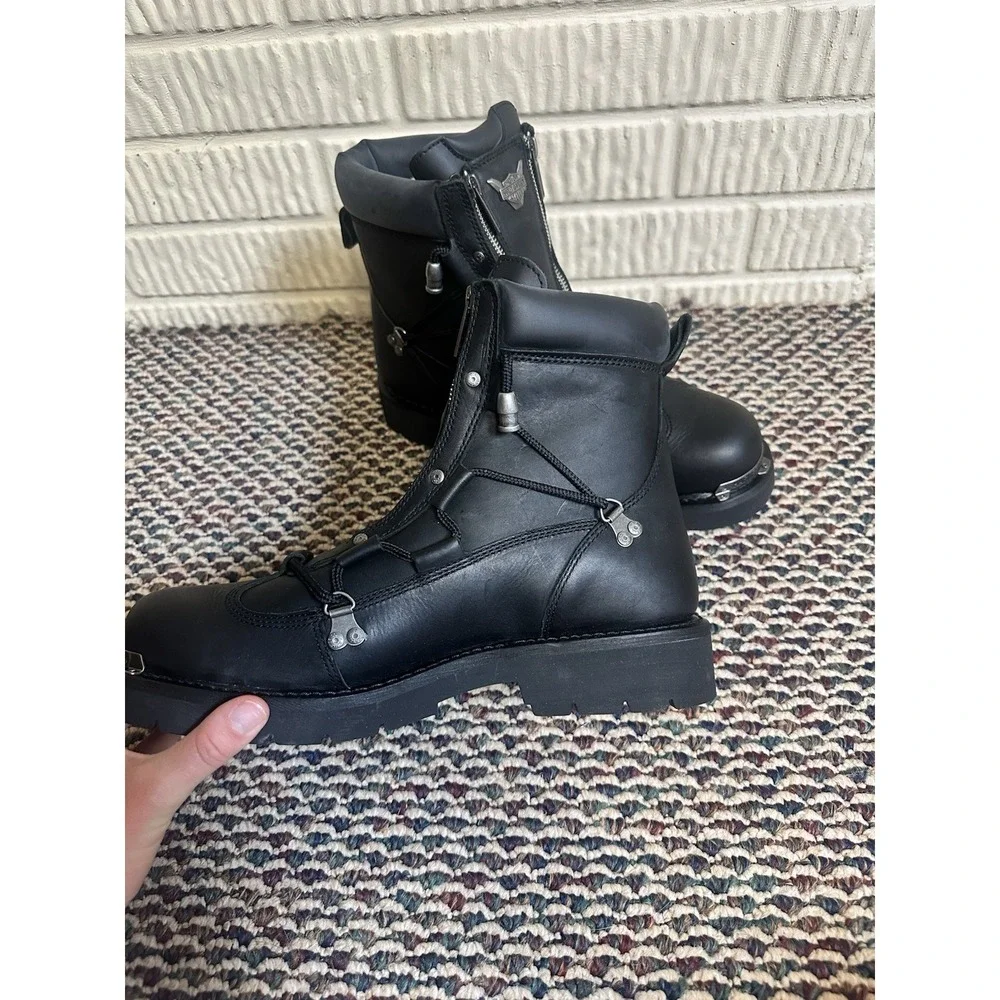 NIB HARLEY DAVIDSON Mens 13 Leather BRAKE LIGHT Riding Boots Biker Moto BLACK